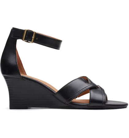 Clarks Cielo Charm Black Leather (Women's) - authentic Clarks sneakers