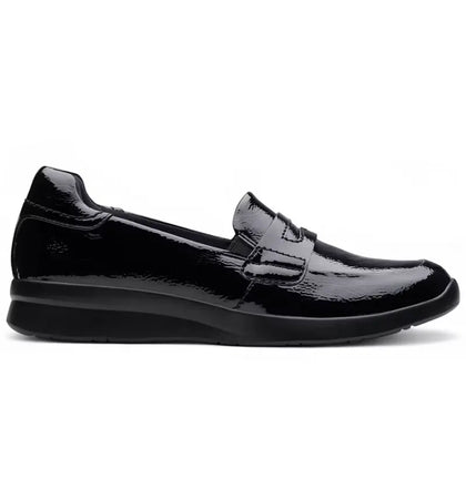 Clarks Ellowyn Penny Black Crinkle Patent (Women's) - authentic Clarks sneakers