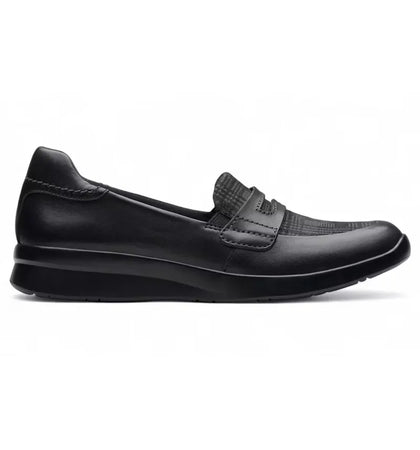 Clarks Ellowyn Penny Black Leather (Women's) - authentic Clarks sneakers
