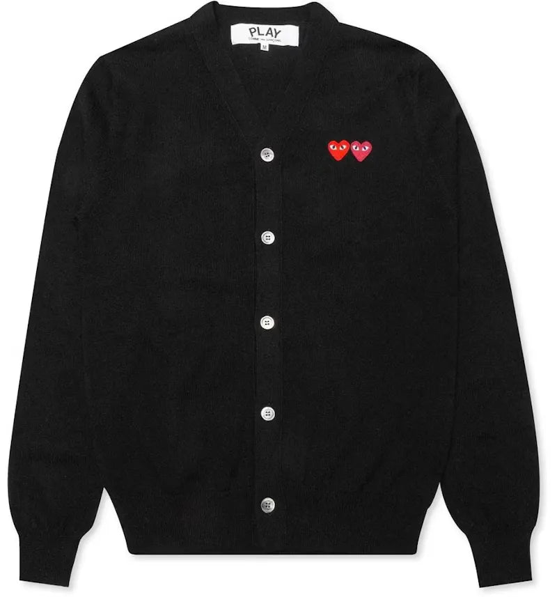 Comme des Garcons Double Heart Cardigan Black - vue 360