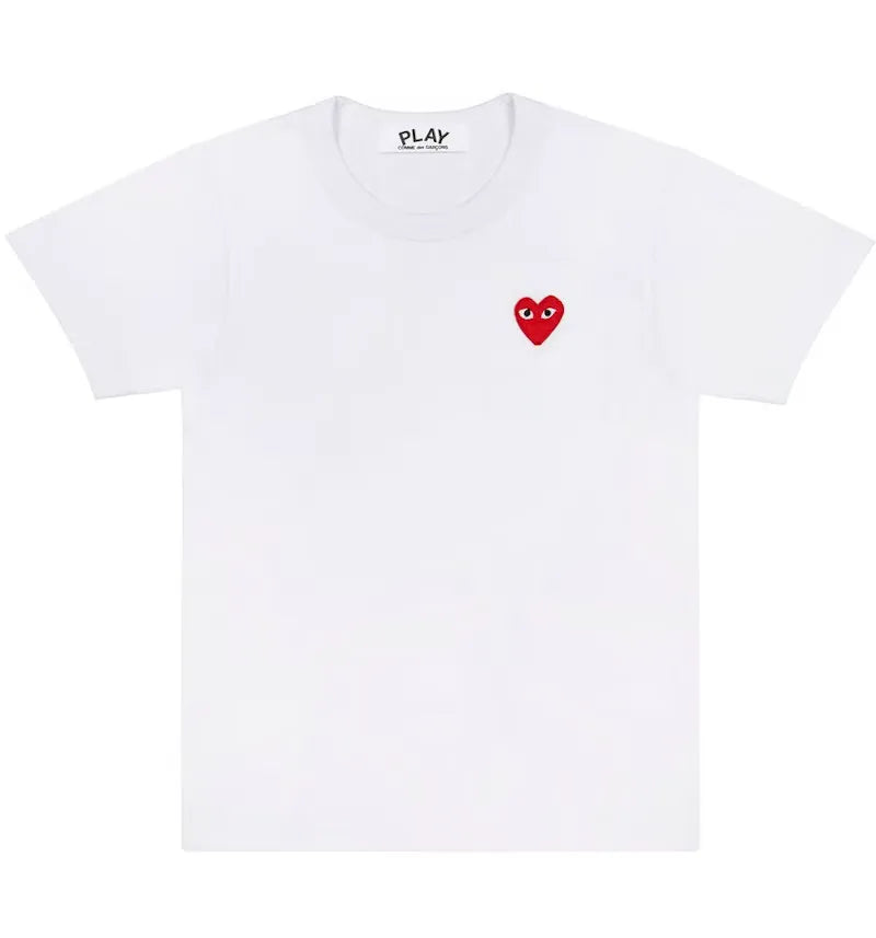 Comme des Garcons Play Embroidered Red Heart T-shirt White - vue 360