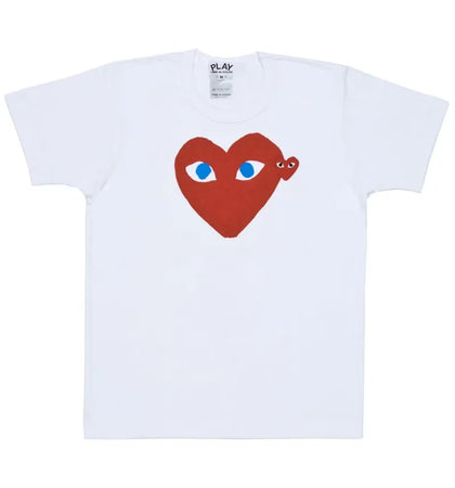 Comme des Garcons Play Red Heart Blue Eyes T-shirt White - authentic Comme des Garcons PLAY apparel