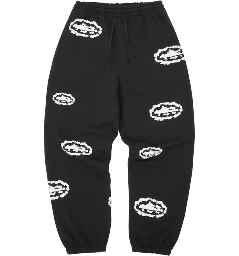 Corteiz x Denim Tears Island Wreath Sweatpant Black - vue 360