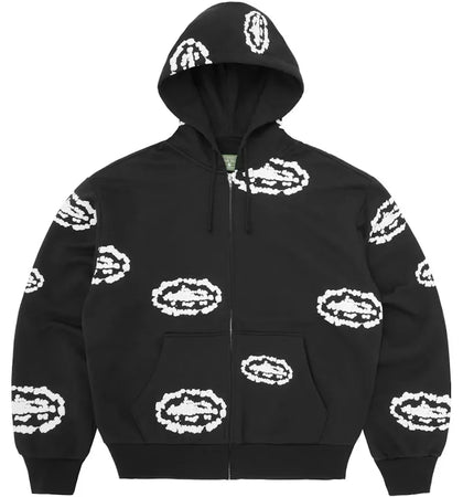 Corteiz x Denim Tears Island Wreath Zip Hoodie Black - authentic Corteiz apparel