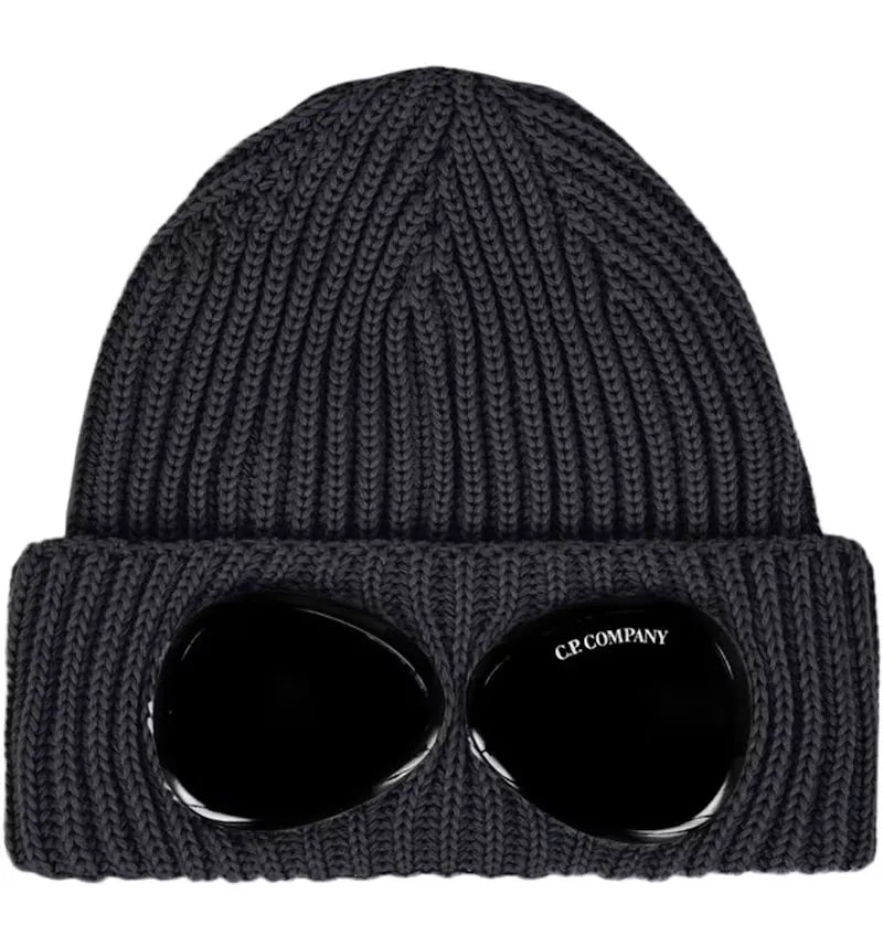 C.P. Company Cotton Goggle Beanie Dark Fog Grey - vue 360