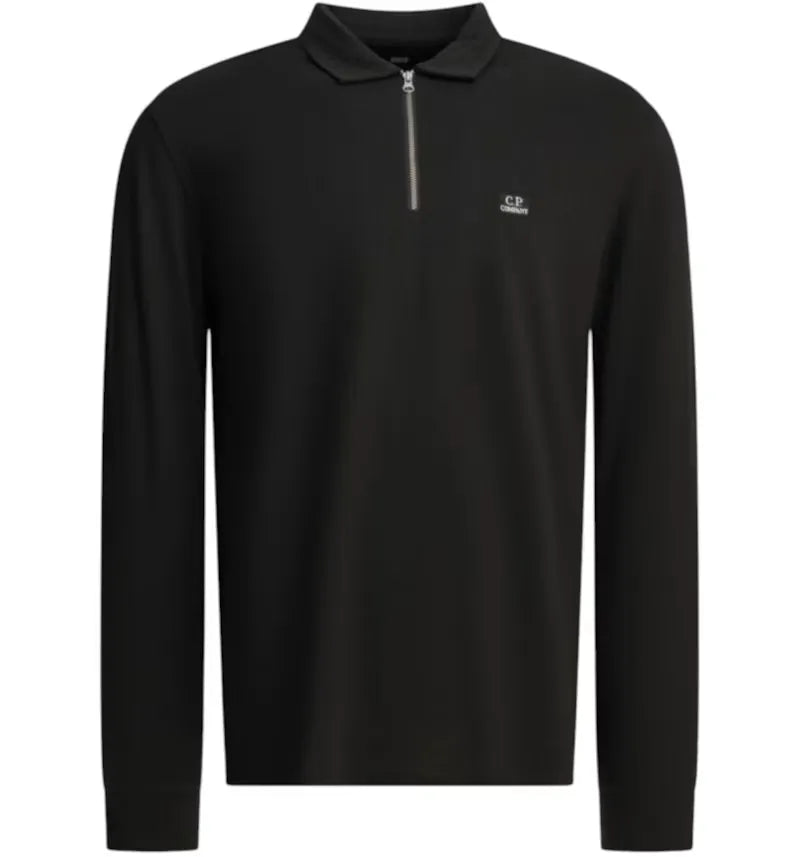 C.P. Company Half-Zip Polo Logo Shirt Black - vue 360