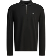C.P. Company Half-Zip Polo Logo Shirt Black