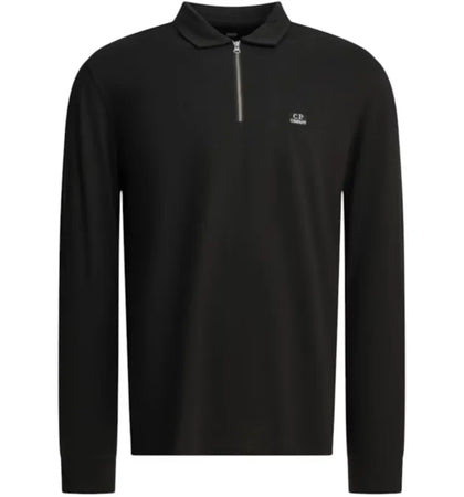 C.P. Company Half-Zip Polo Logo Shirt Black - authentic C.P. Company apparel