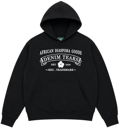 Denim Tears ADG Hoodie Black White - authentic Denim Tears apparel