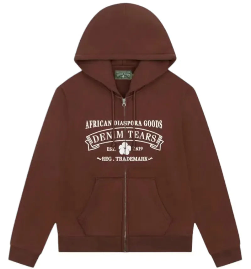 Denim Tears ADG Zip Hoodie Brown - vue 360