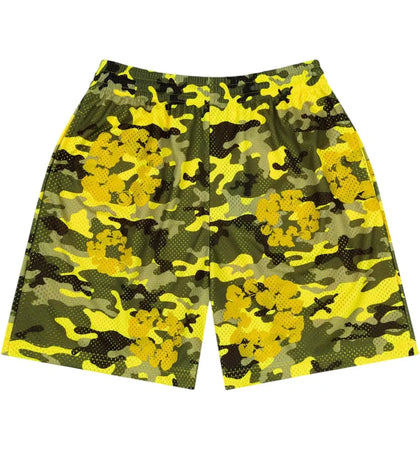 Denim Tears Camo Cotton Wreath Mesh Shorts Yellow - authentic Denim Tears apparel