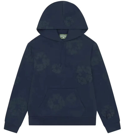 Denim Tears Mono Cotton Wreath Hoodie Navy - authentic Denim Tears apparel