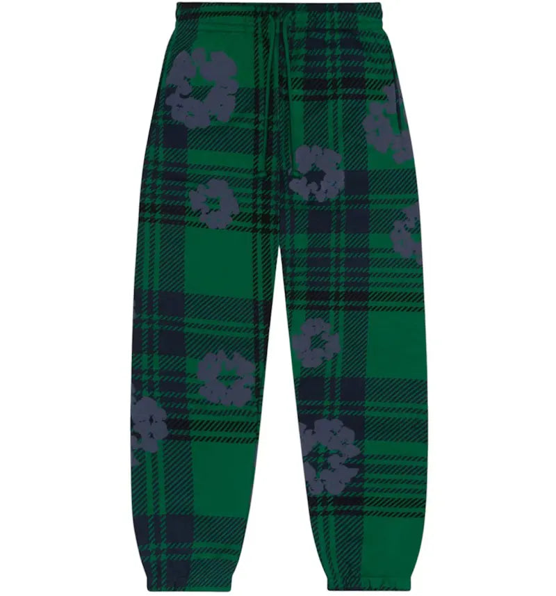 Denim Tears Plaid Cotton Wreath Sweatpants Green - vue 360