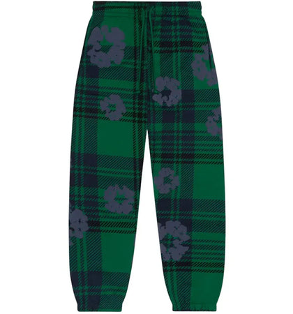 Denim Tears Plaid Cotton Wreath Sweatpants Green - authentic Denim Tears apparel