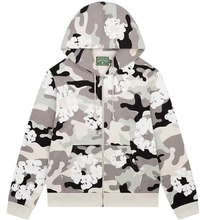 Denim Tears The Cotton Wreath Zip Sweatshirt White Camo - authentic Denim Tears apparel