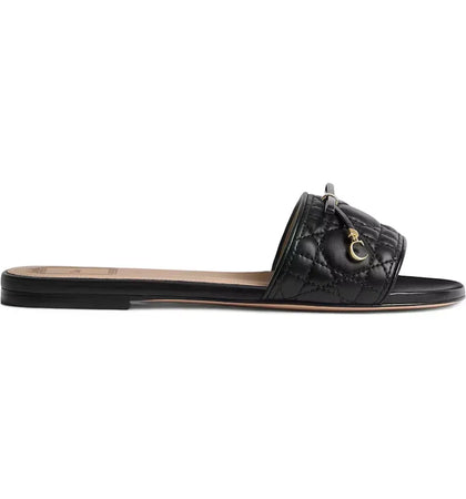 Dior Cannage Slide Black Quilted (Women's) - authentic Dior sneakers