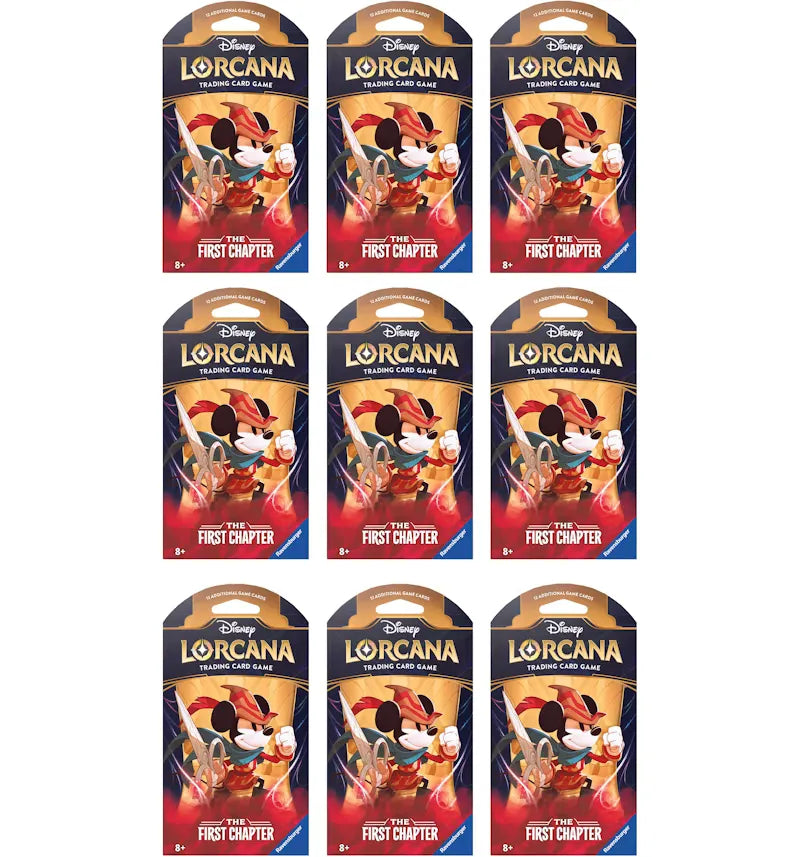 Disney Lorcana TCG The First Chapter Mickey Mouse Brave Little Tailor Sleeved Booster Pack 9x Lot - vue 360