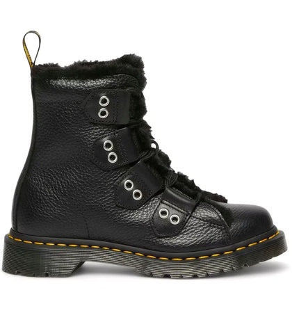 Dr. Martens 1460 Faux Fur Lined Leather Lace Up Boots Black (Women's) - authentic Dr. Martens sneakers