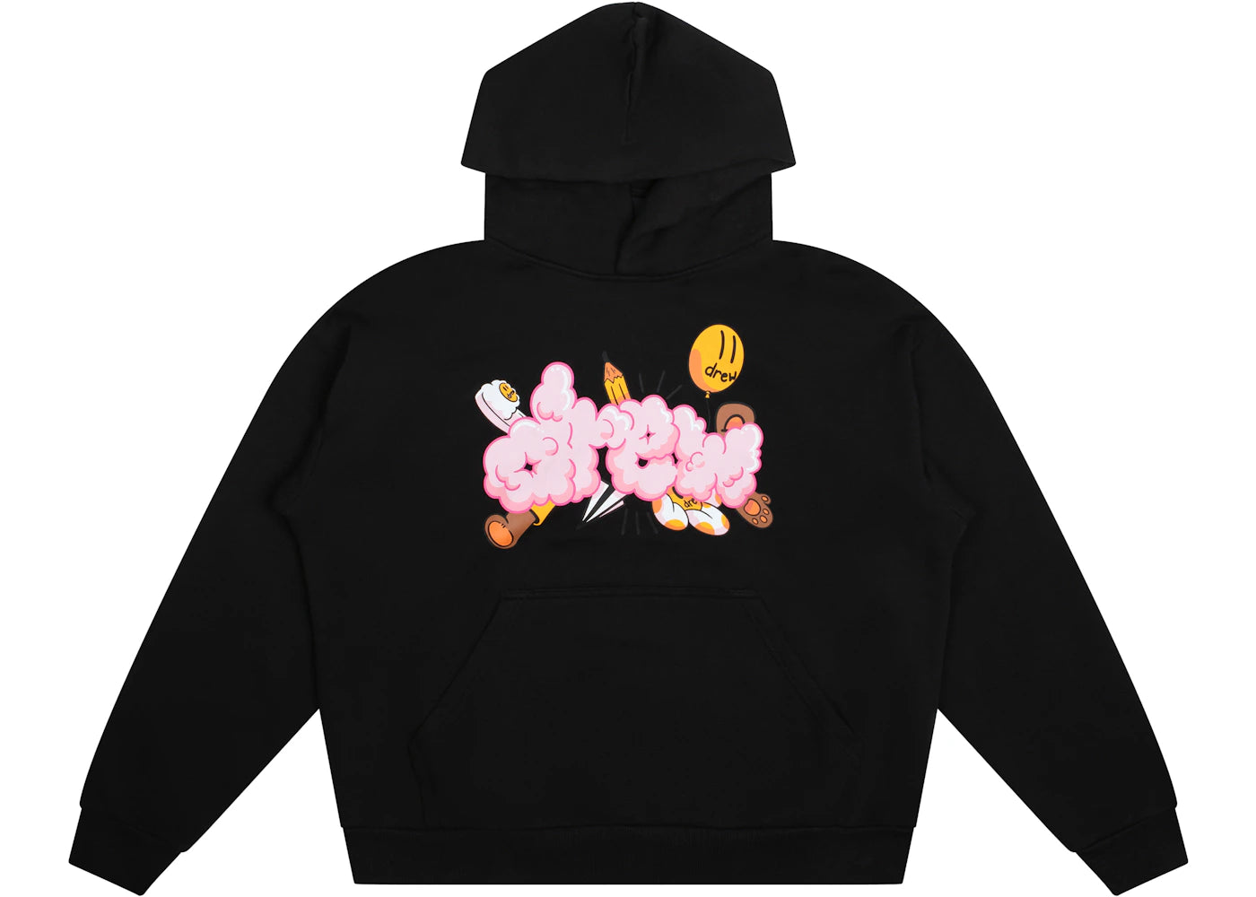 drew house doodle joy hoodie black - vue 360