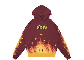 drew house fire hoodie burgundy - authentic drew house apparel