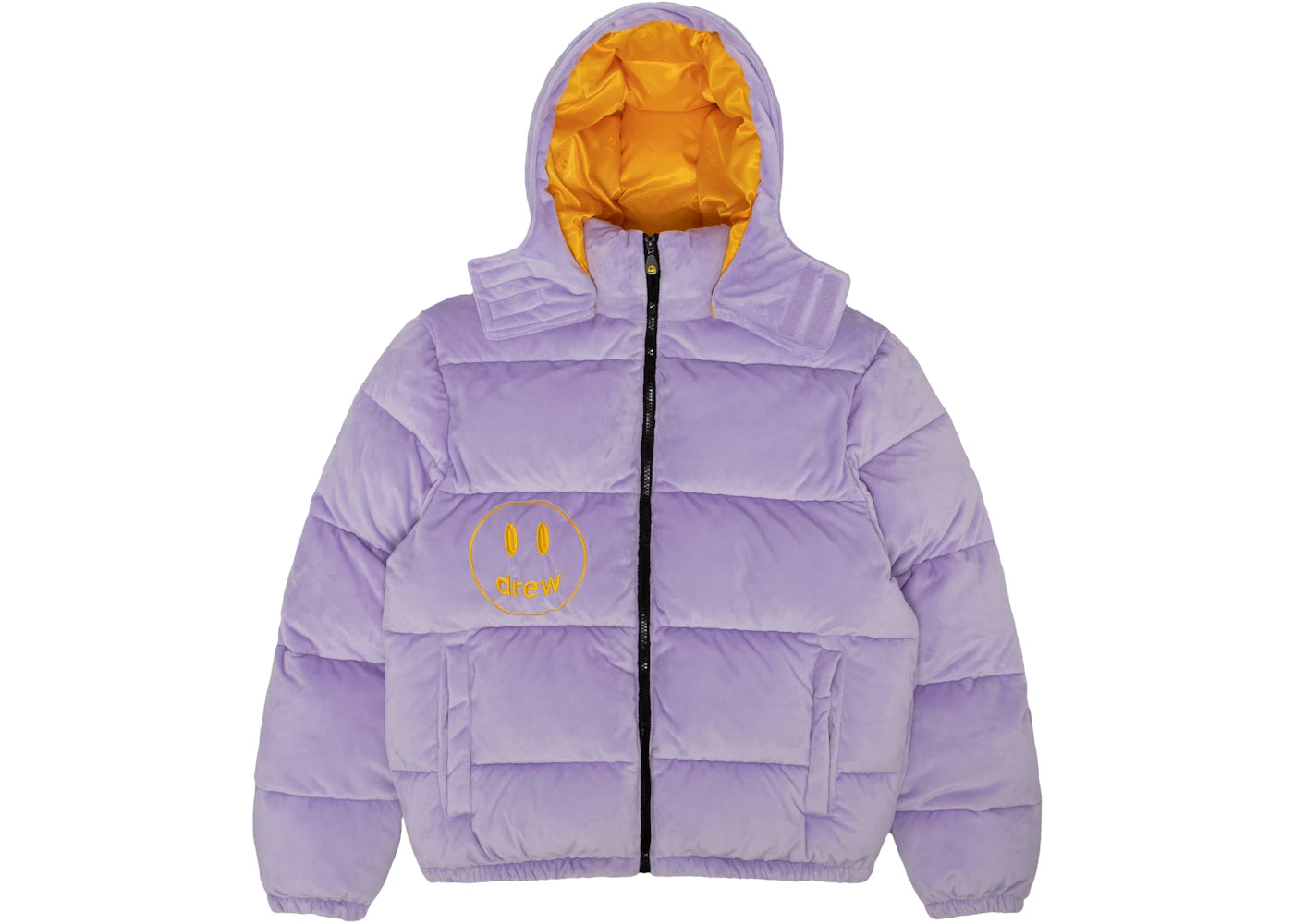drew house plush hooded puffer jacket lavender - vue 360