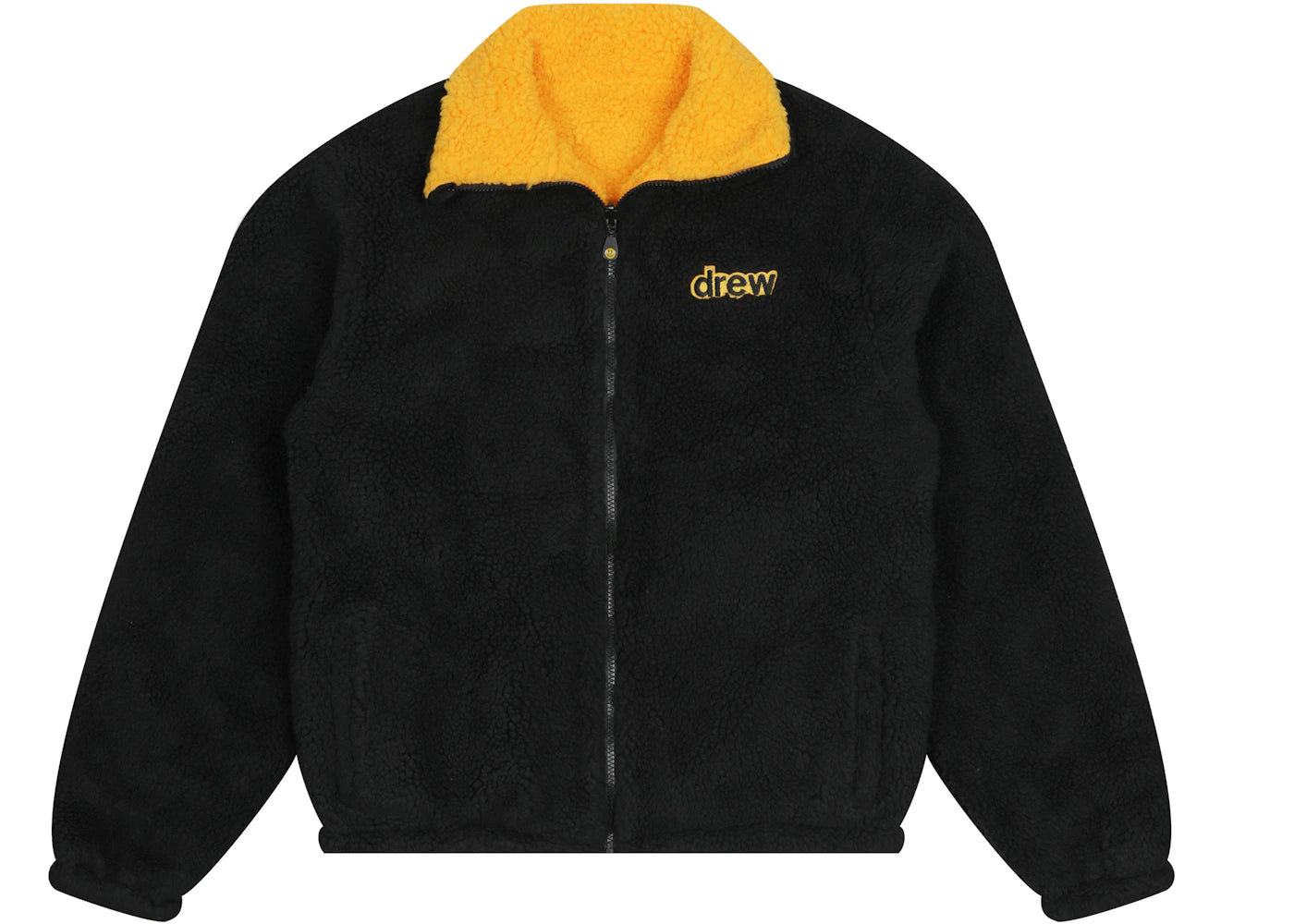 drew house reversible zip up jacket black/golden yellow - vue secondaire A