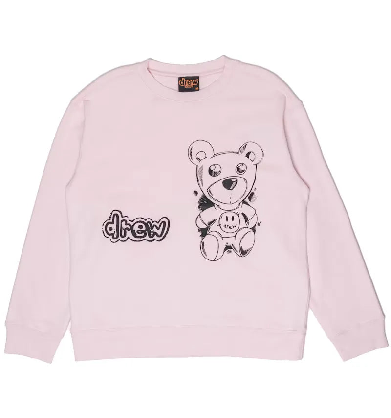 drew house theodore sketch crewneck sweatshirt pale pink - vue 360