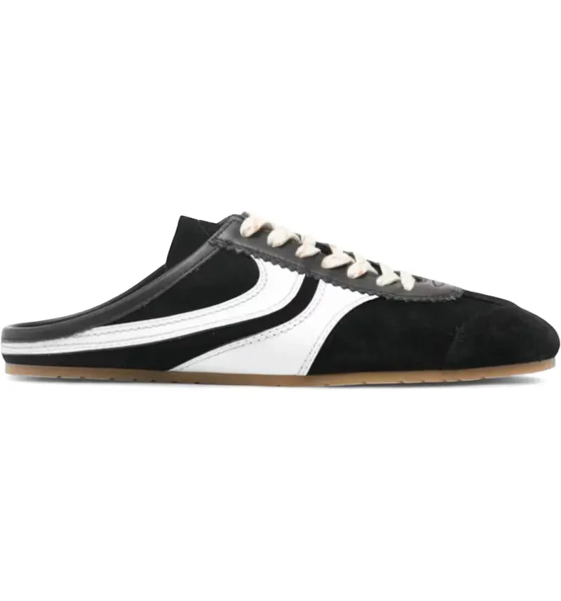 Dries Van Noten Suede Sneaker Mules Black White - vue 360