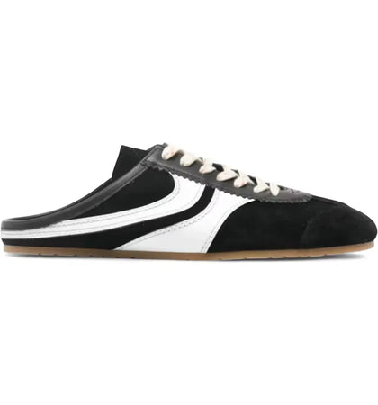 Dries Van Noten Suede Sneaker Mules Black White - authentic Dries Van Noten sneakers