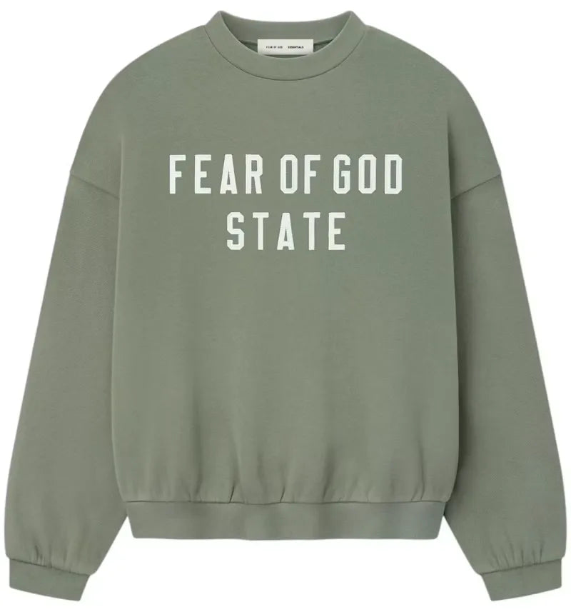 Fear of God Essentials 90's Fleece Crewneck Moss - vue 360