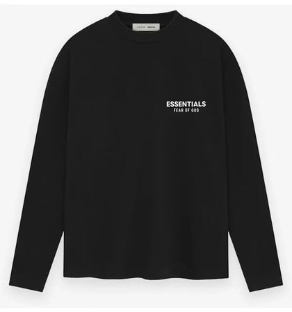 Fear of God EssentiaLS Classic Fit Long Sleeve T-shirt Jet Black - authentic Fear of God apparel