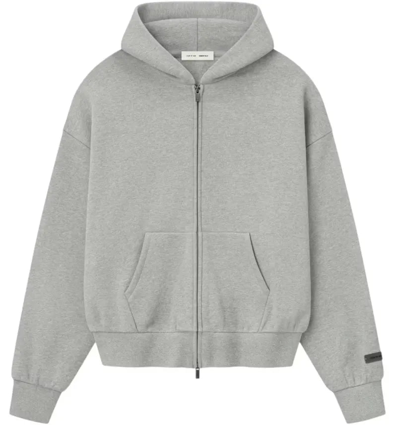 Fear of God Essentials Classic Fleece Zip-Up Hoodie Concrete Heather - vue 360