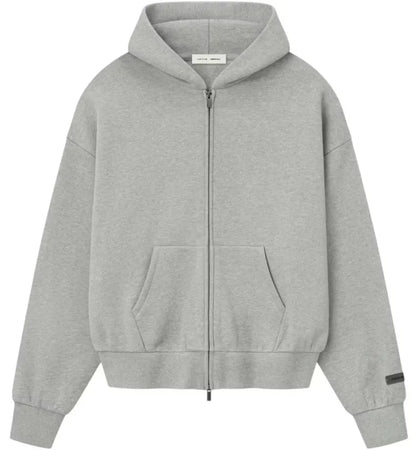 Fear of God Essentials Classic Fleece Zip-Up Hoodie Concrete Heather - authentic Fear of God apparel