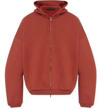 Fear of God Essentials Heavy Fleece Full Zip Hoodie Crimson