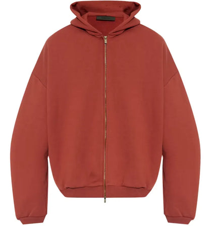 Fear of God Essentials Heavy Fleece Full Zip Hoodie Crimson - authentic Fear of God apparel