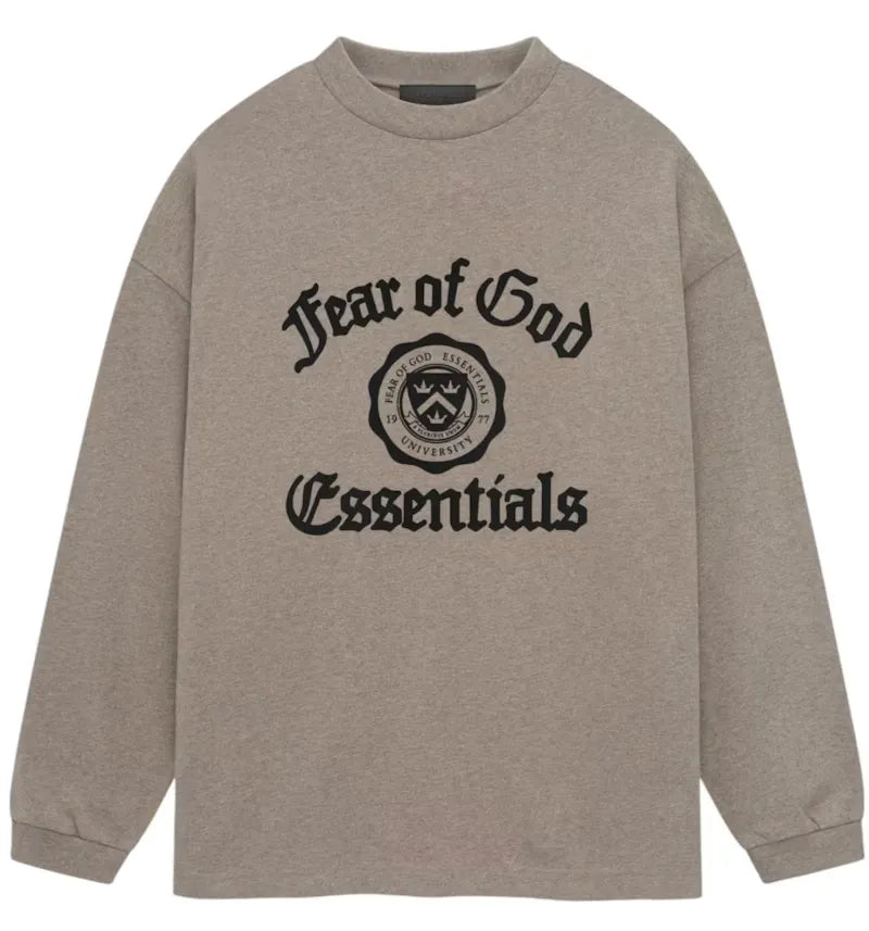 Fear of God Essentials Heavy Longsleeve Tee Heather Gray - vue 360