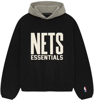 Fear of God Essentials Nets Hoodie Black/Warm Heather - authentic Fear of God apparel
