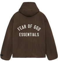 Fear of God Essentials Textured Nylon Hooded Coaches Jacket Brown