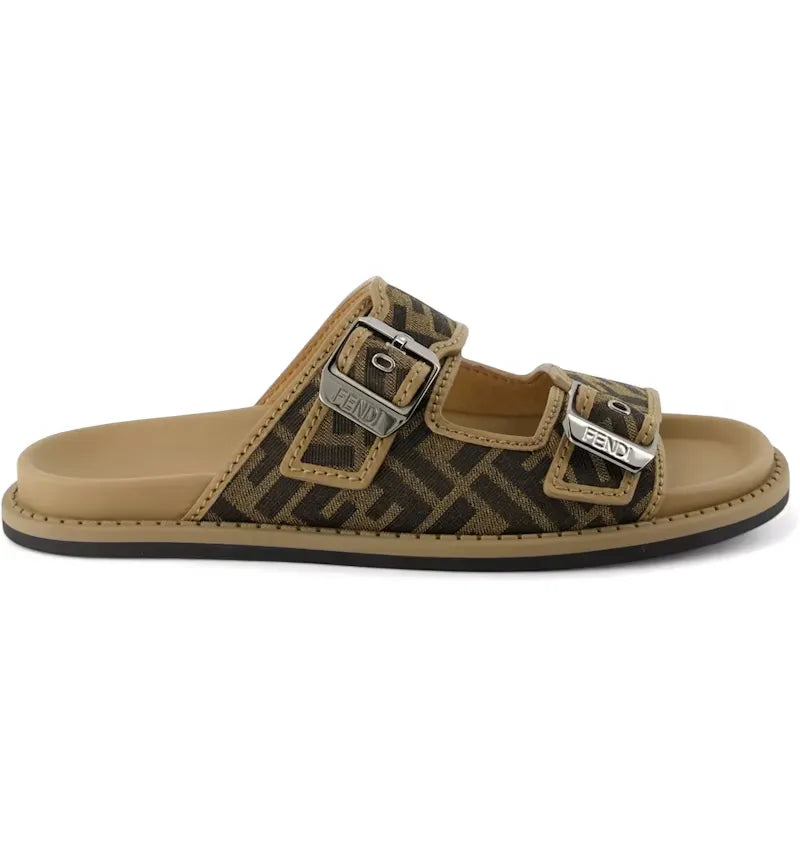 Fendi Feel Sandal FF Jacquard Brown - vue 360