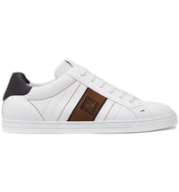 Fendi FF Leather Low Top White Brown