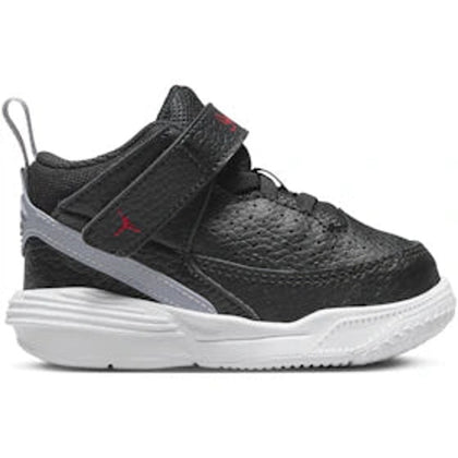 Jordan Max Aura 5 Black White Cement Grey University Red (TD) - authentic Jordan sneakers