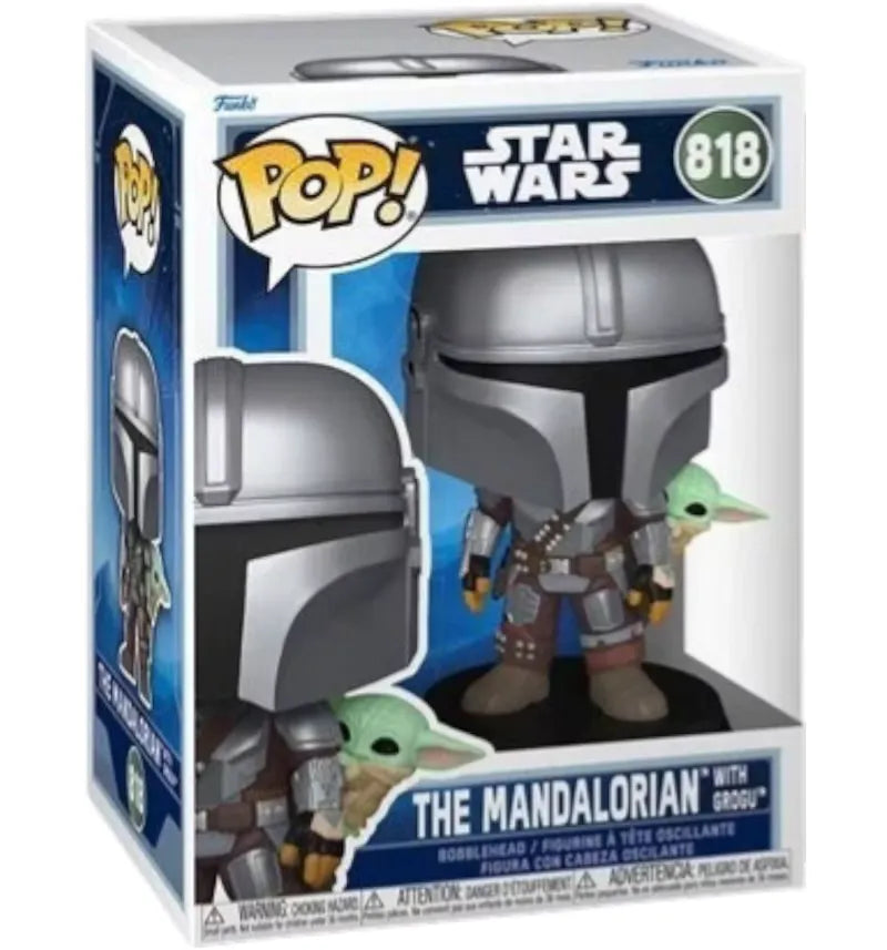 Funko Pop! Star Wars: The Mandalorian and Grogu Mandalorian with Grogu Figure #818 - vue 360