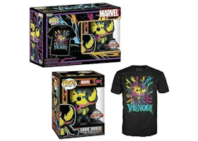 Funko Pop! Tees: Marvel Eddie Brock/ Venom (Black Light) (Special Edition) Figure #869 - vue 360