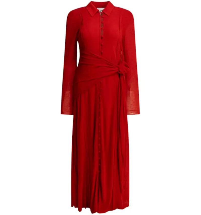 Ganni Women's Long Chemise Dress Red - vue 360
