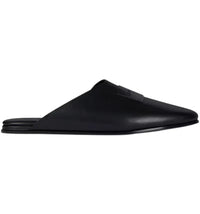 Givenchy Label Flat Mules Black Nappa Leather (Women's)