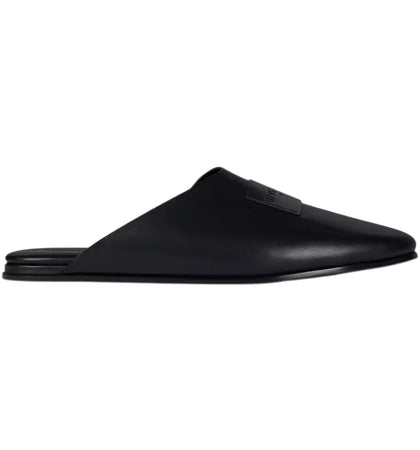 Givenchy Label Flat Mules Black Nappa Leather (Women's) - authentic Givenchy sneakers