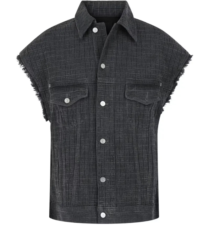 Givenchy Oversized 4G Denim Vest Charcoal - vue 360