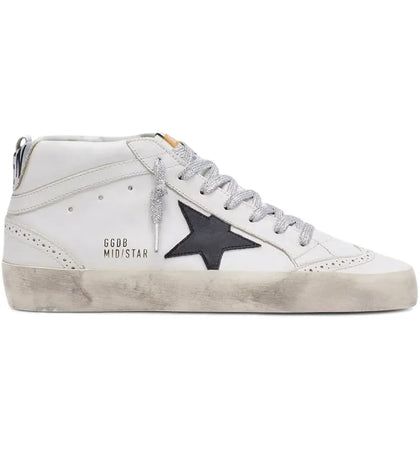 Golden Goose Mid Star White Black Silver (Women's) - authentic Golden Goose sneakers