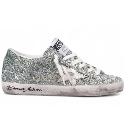 Golden Goose Super-Star Platinum Green Glitter (Women's) - authentic Golden Goose sneakers