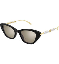 Gucci Cat Eye Sunglasses Black Gold Brown/Brown (GG1968S-004)